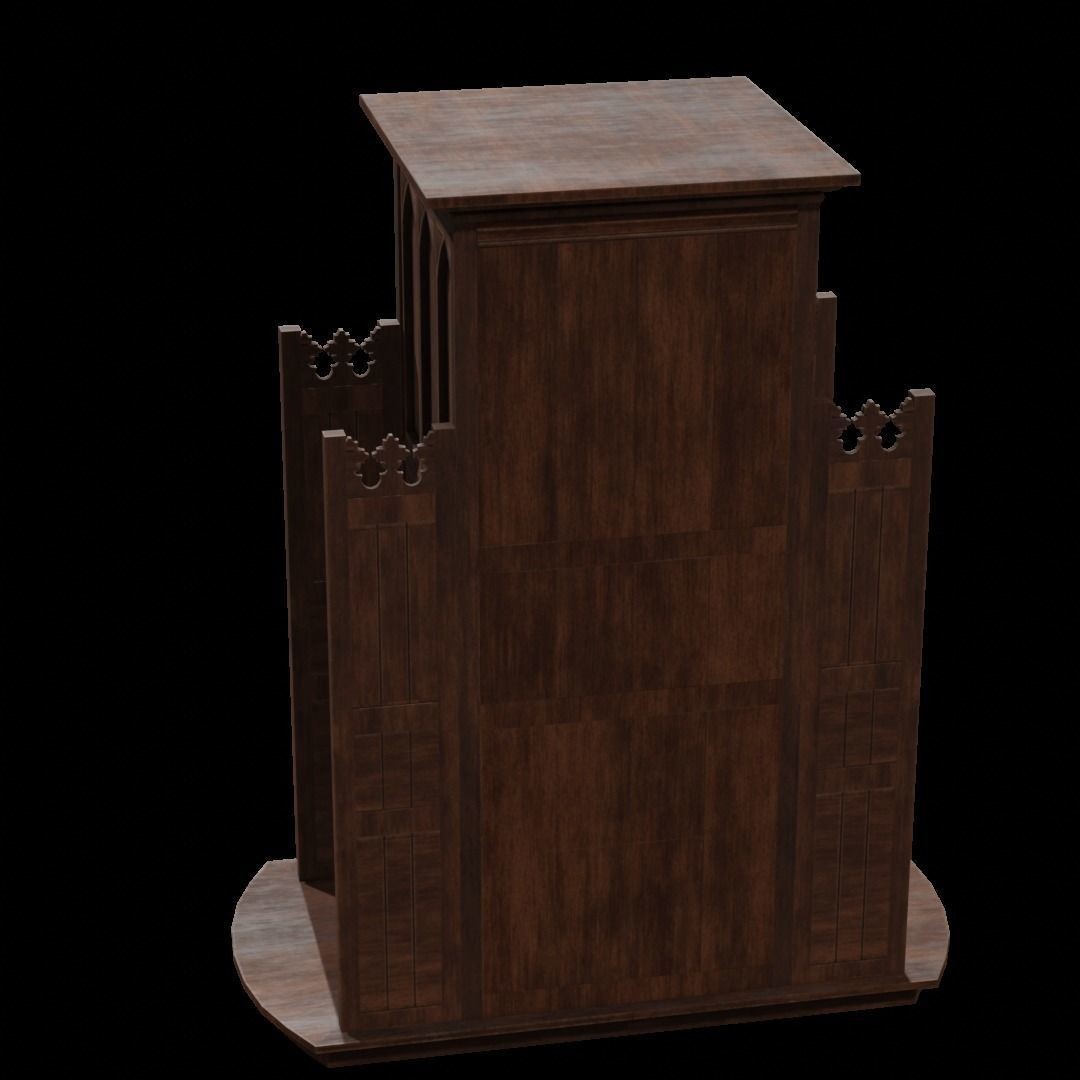 Confessional 3D Model – Gothic Design, Rigged, PBR Textures, FBX - View 29