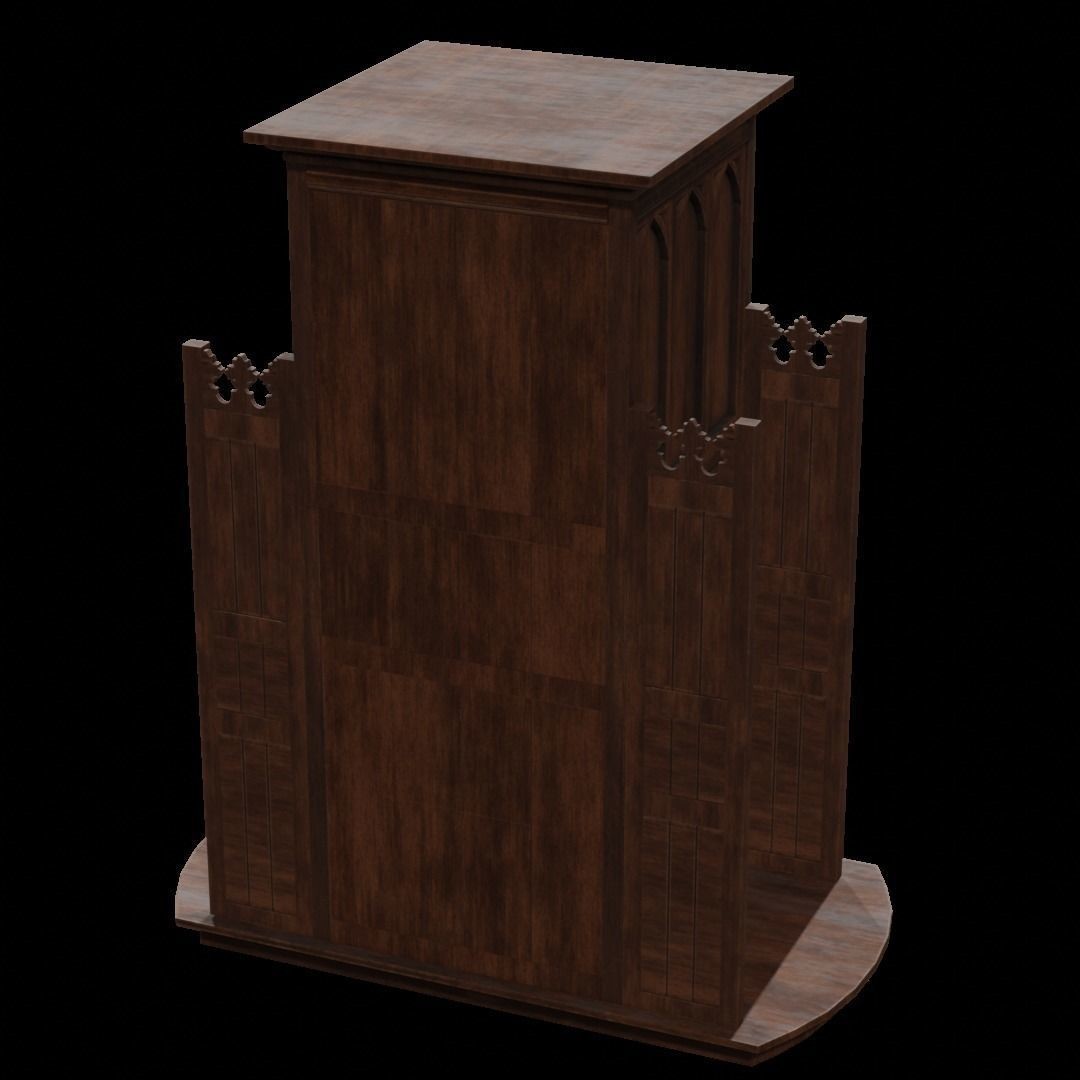 Confessional 3D Model – Gothic Design, Rigged, PBR Textures, FBX - View 30