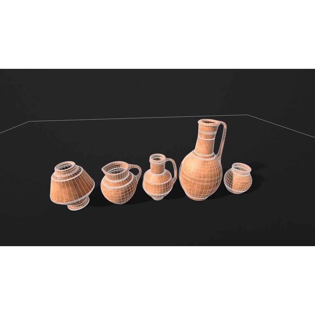 Medieval Ancient Pottery 3D Model – Low Poly PBR Game Asset, FBX