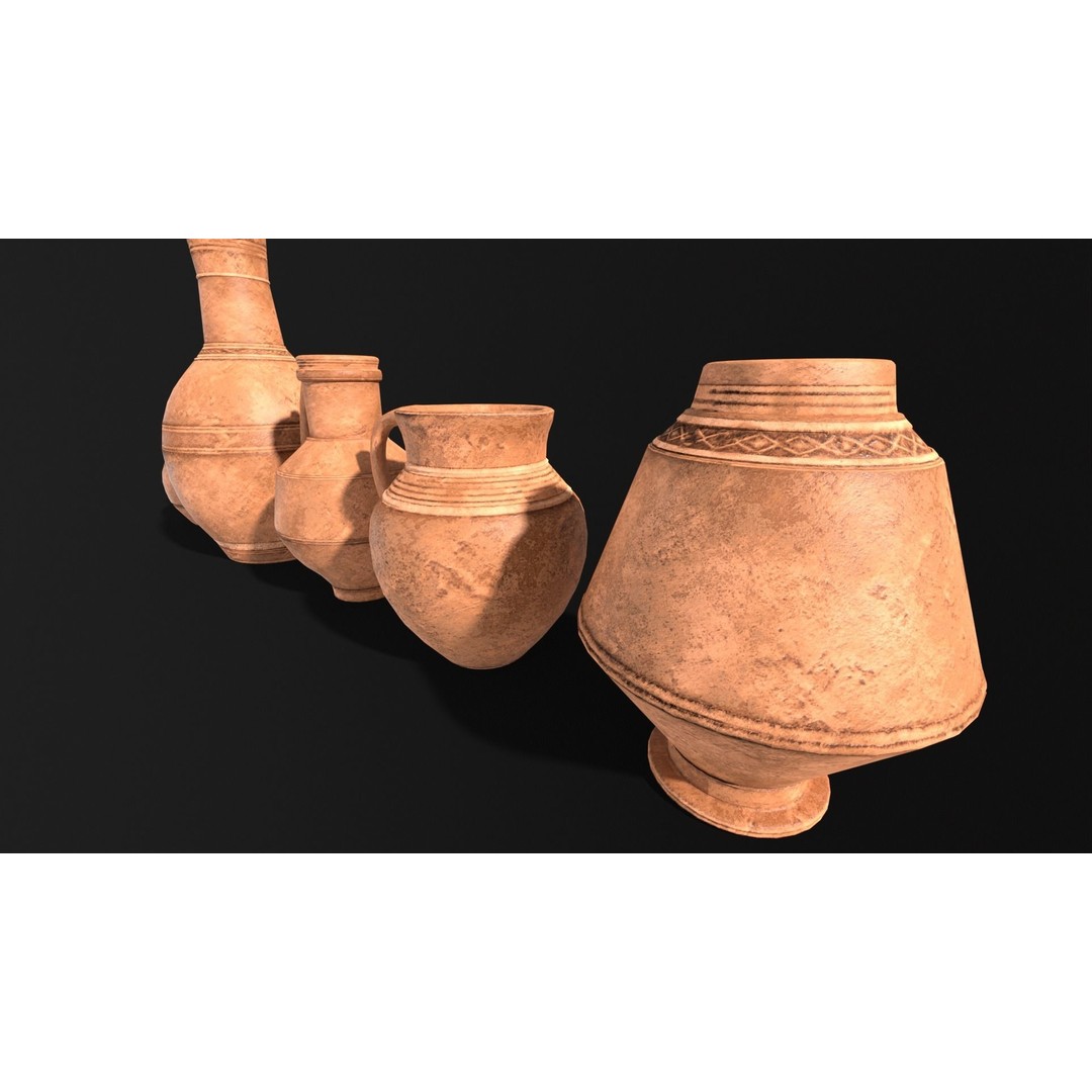 Medieval Ancient Pottery 3D Model – Low Poly PBR Game Asset, FBX - View 11
