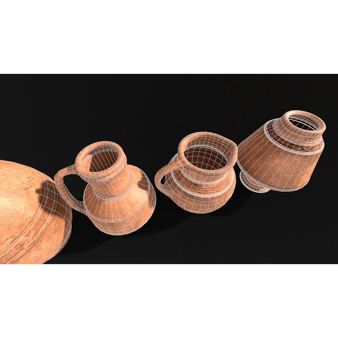 Medieval Ancient Pottery 3D Model – Low Poly PBR Game Asset, FBX - View 14