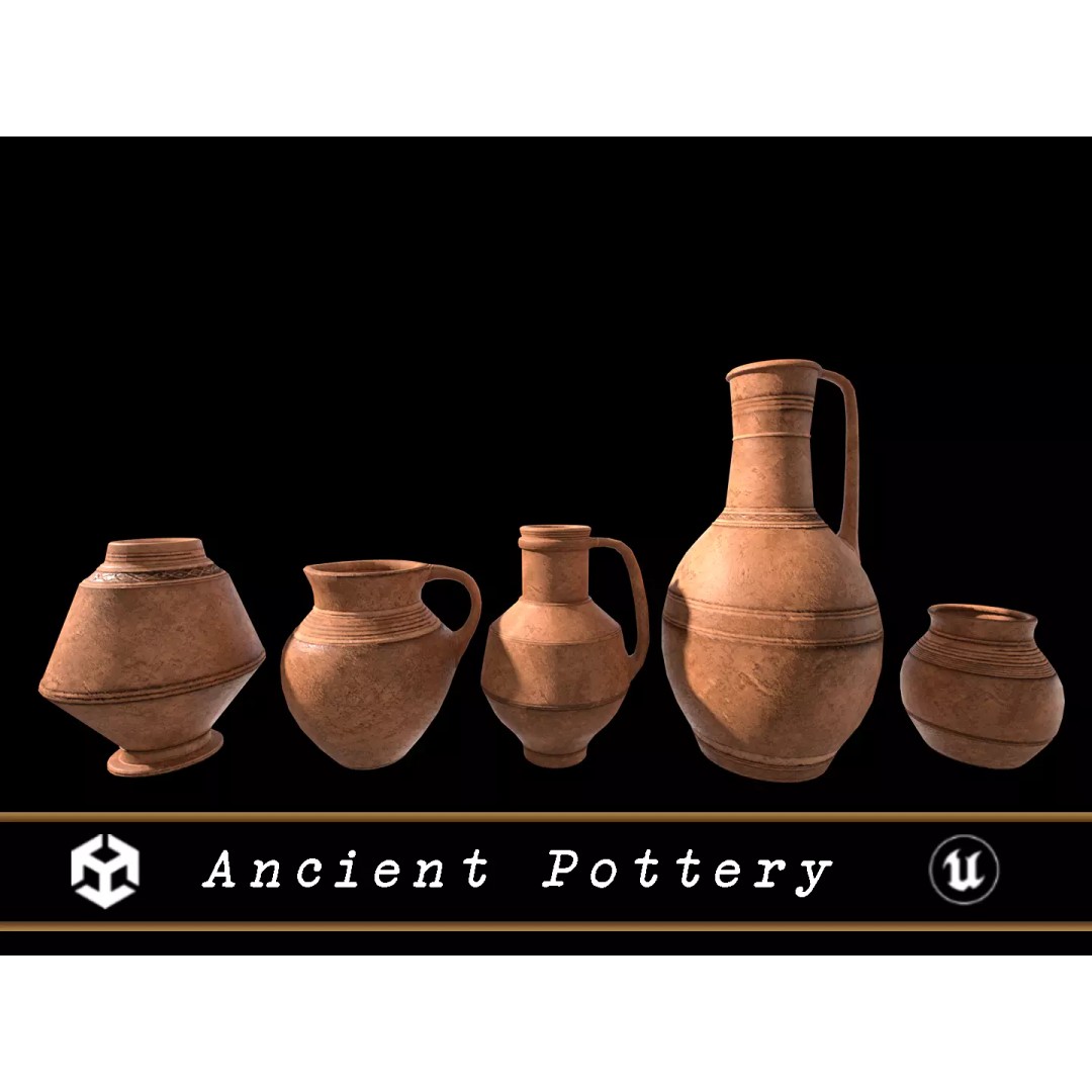 Medieval Ancient Pottery 3D Model – Low Poly PBR Game Asset, FBX - View 2