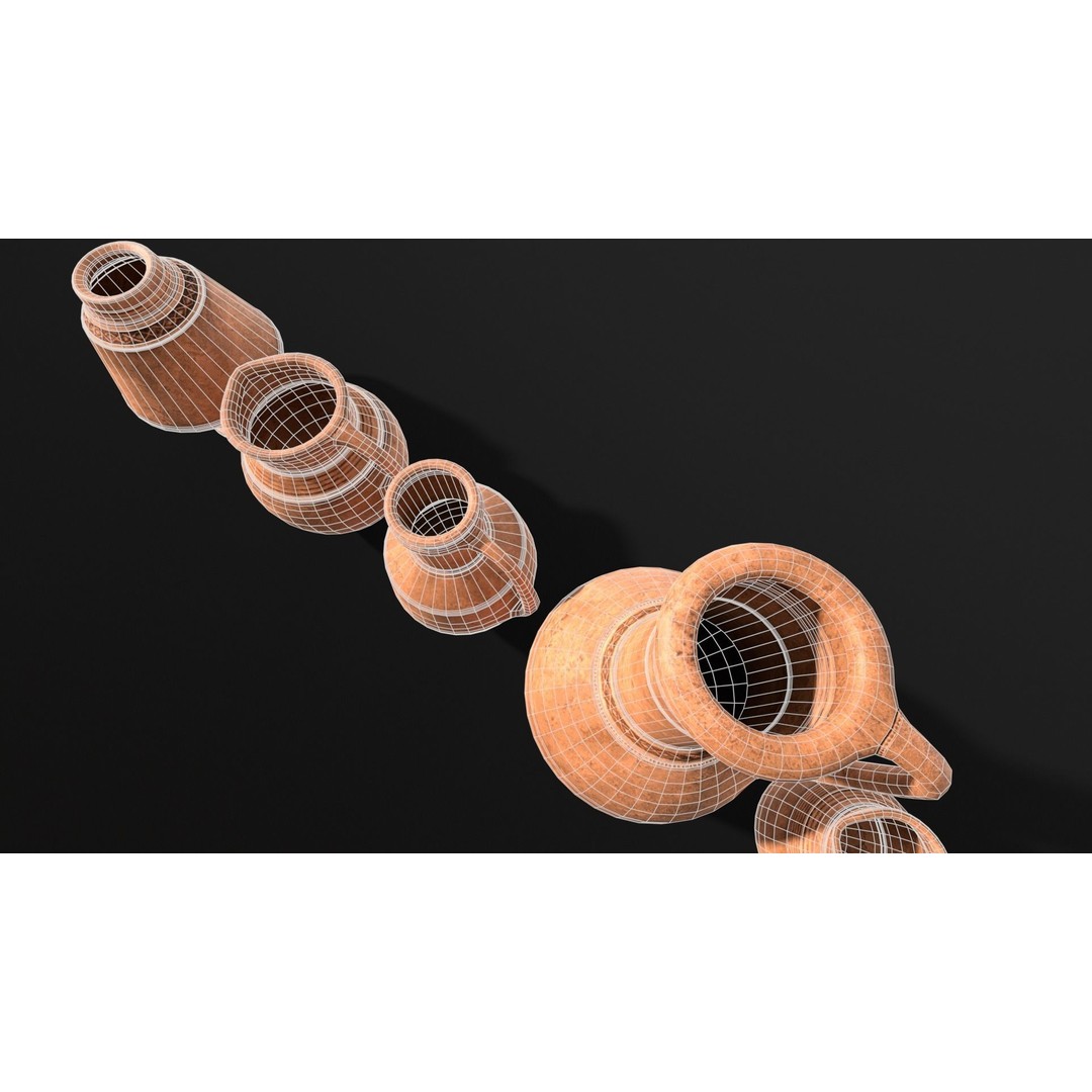 Medieval Ancient Pottery 3D Model – Low Poly PBR Game Asset, FBX - View 20