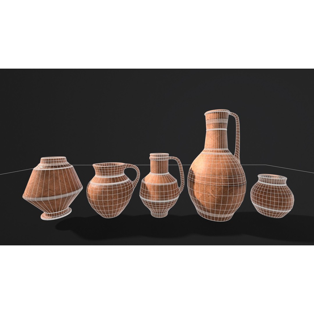 Medieval Ancient Pottery 3D Model – Low Poly PBR Game Asset, FBX - View 4