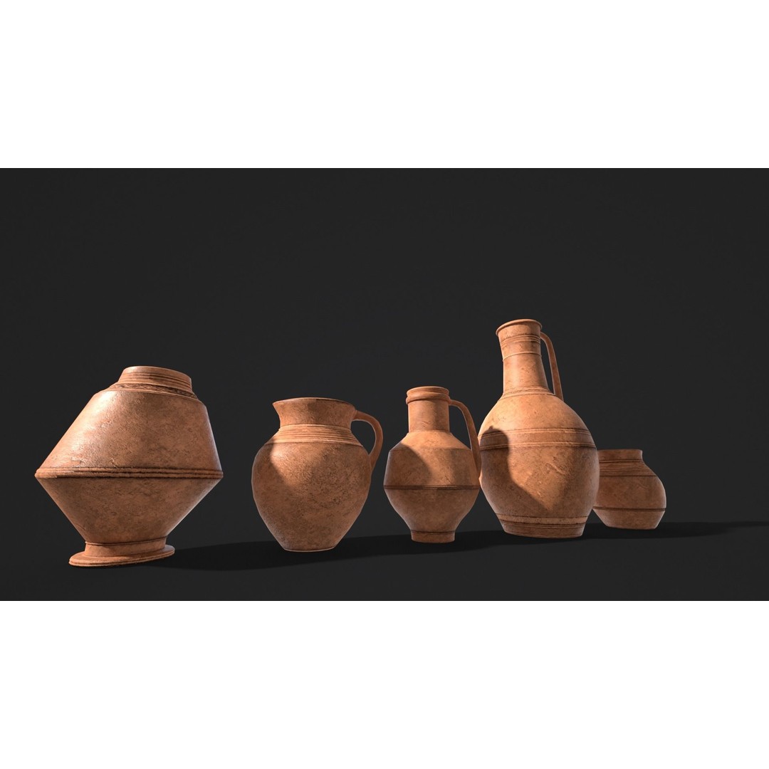 Medieval Ancient Pottery 3D Model – Low Poly PBR Game Asset, FBX - View 5