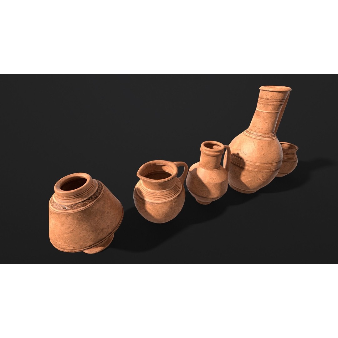 Medieval Ancient Pottery 3D Model – Low Poly PBR Game Asset, FBX - View 7