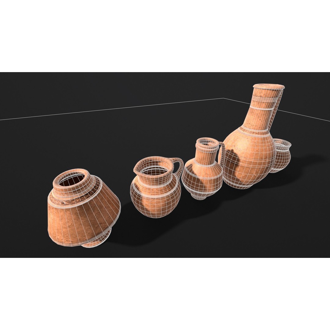 Medieval Ancient Pottery 3D Model – Low Poly PBR Game Asset, FBX - View 8