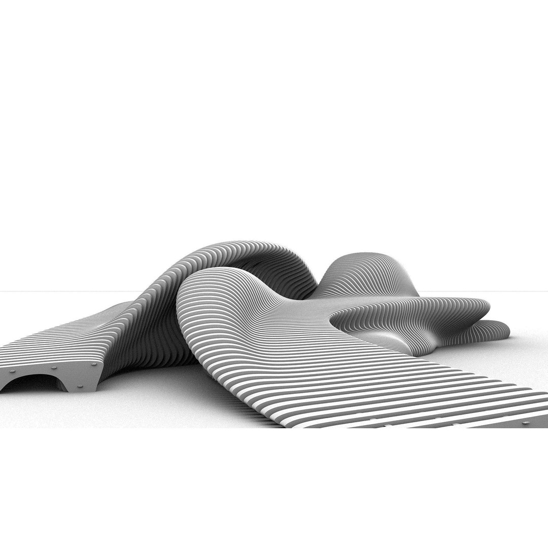 Tie Bench 3D Model – Parametric Outdoor Furniture, FBX, PBR