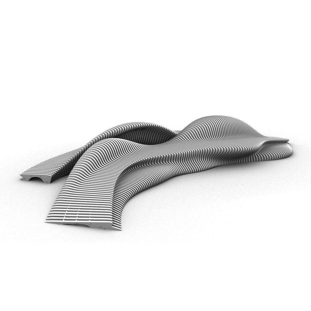 Tie Bench 3D Model – Parametric Outdoor Furniture, FBX, PBR - View 14