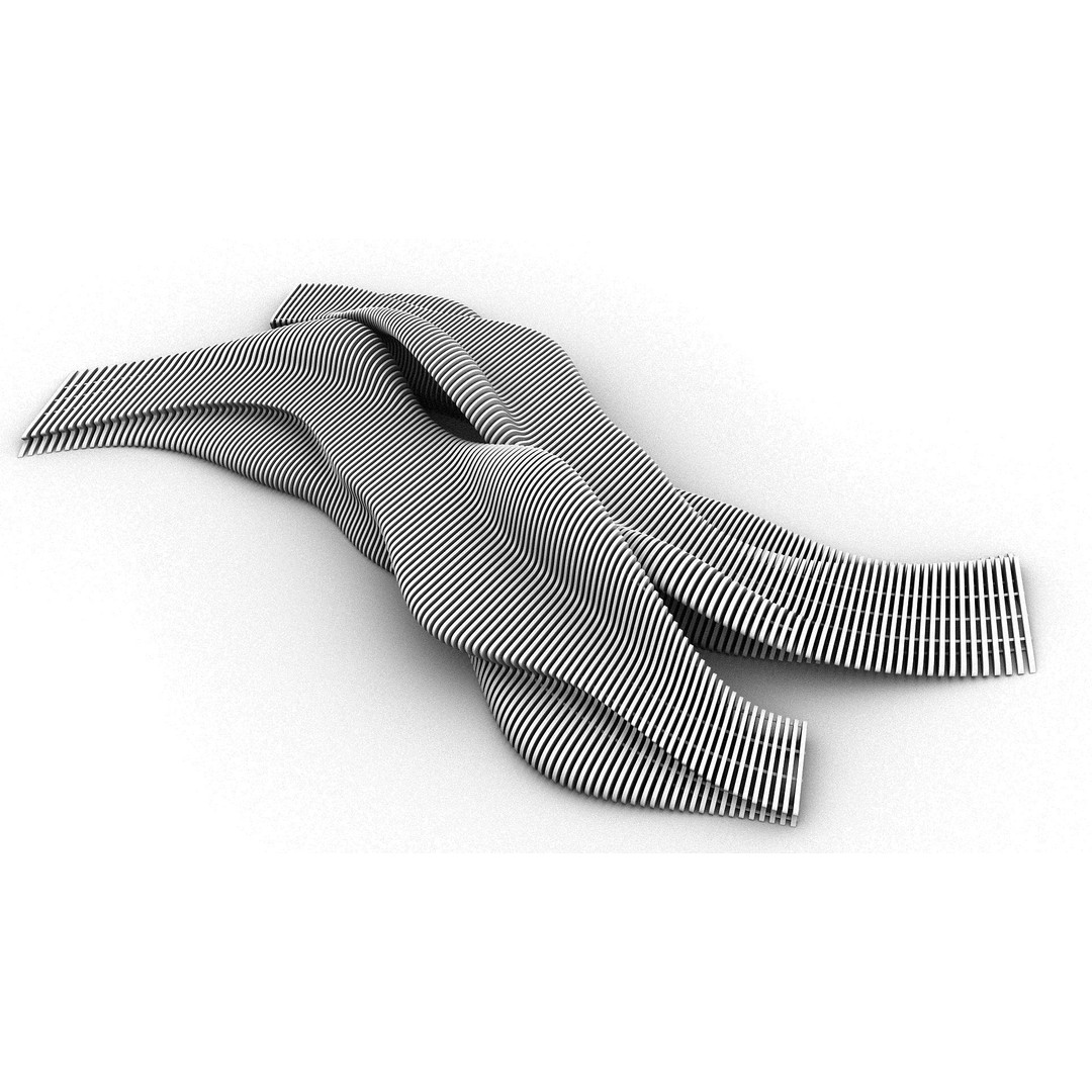 Tie Bench 3D Model – Parametric Outdoor Furniture, FBX, PBR - View 16