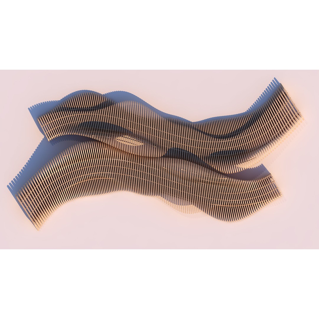 Tie Bench 3D Model – Parametric Outdoor Furniture, FBX, PBR - View 5