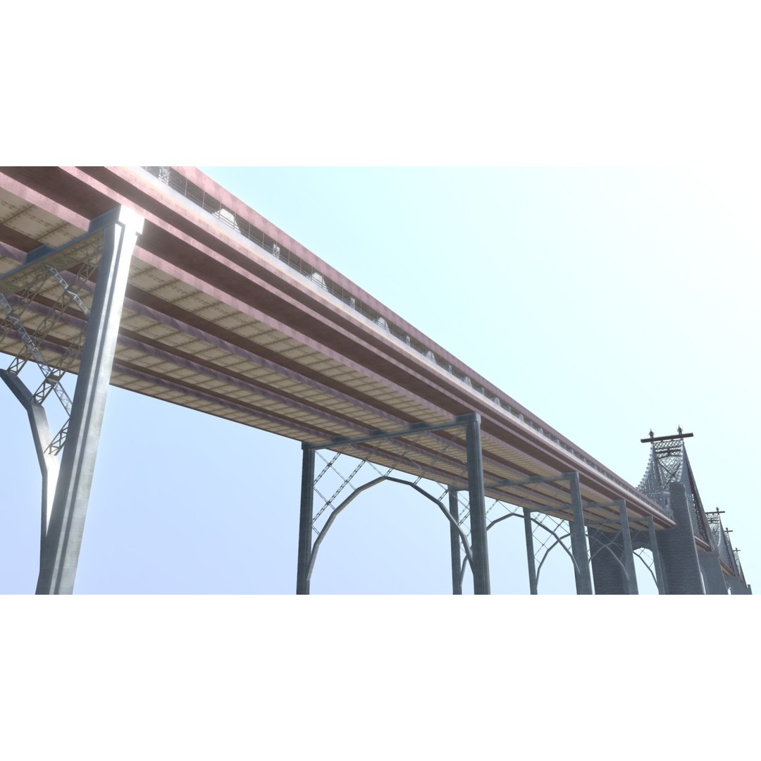 Ed Koch Queensboro Bridge 3D Model – Low Poly Architectural Asset, FBX, OBJ - View 6