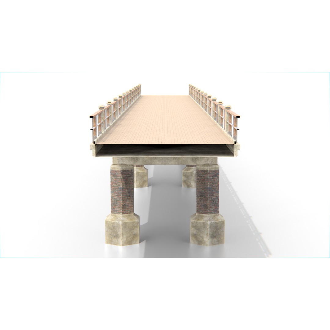 Concrete Bridge 3D Model – Low Poly Modular Structure, FBX, OBJ - View 4