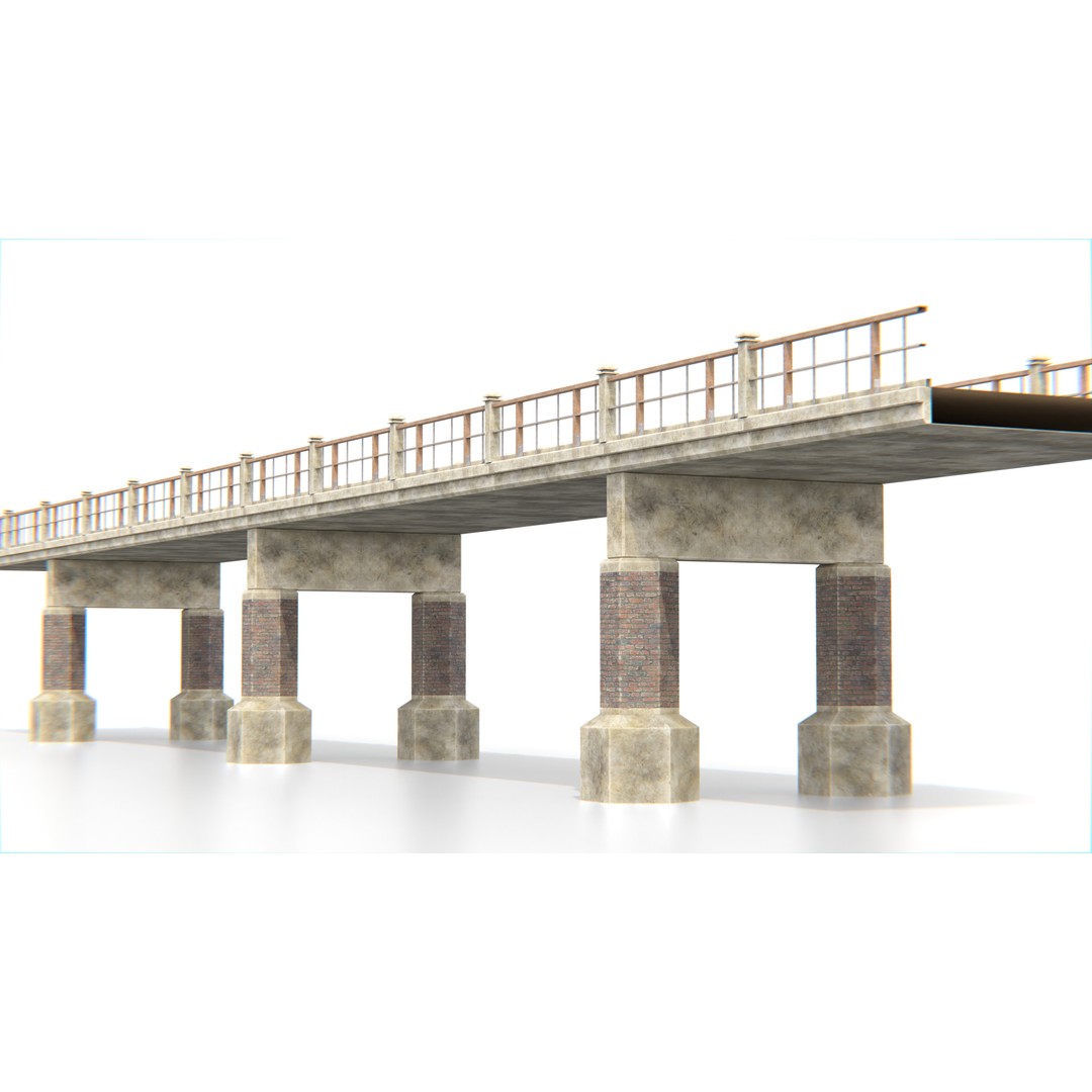 Concrete Bridge 3D Model – Low Poly Modular Structure, FBX, OBJ - View 5