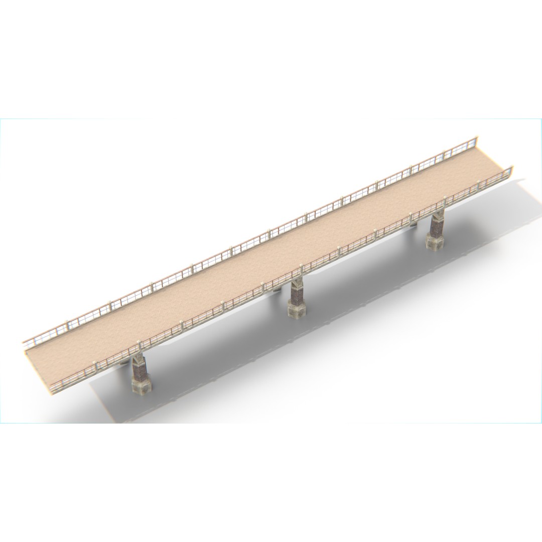 Concrete Bridge 3D Model – Low Poly Modular Structure, FBX, OBJ - View 6