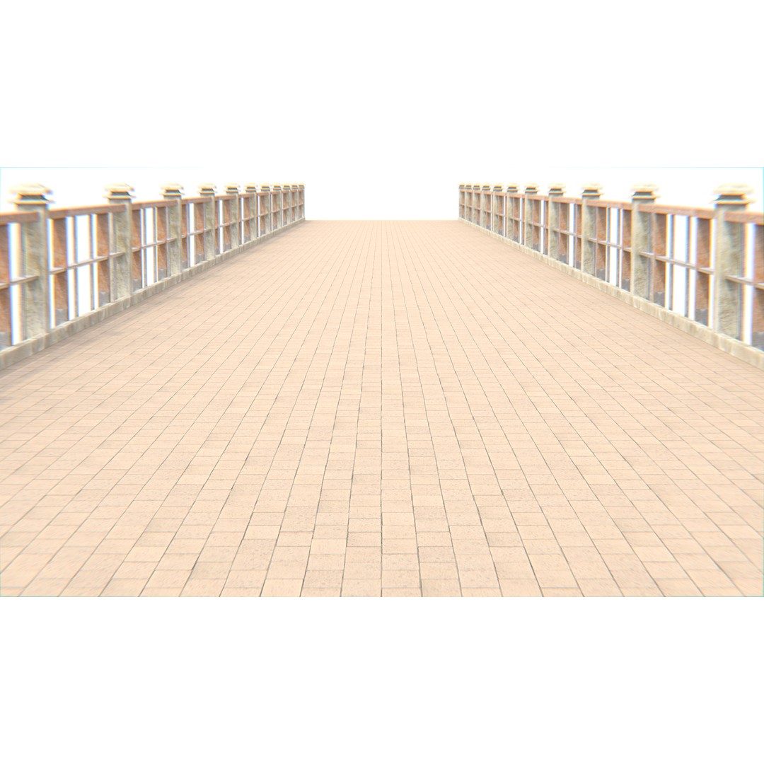 Concrete Bridge 3D Model – Low Poly Modular Structure, FBX, OBJ - View 7