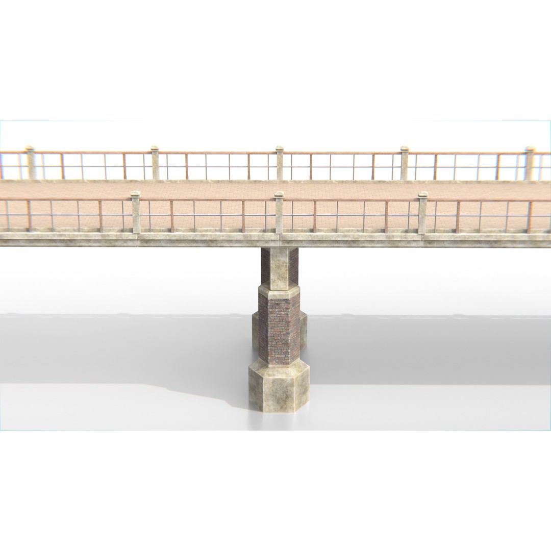 Concrete Bridge 3D Model – Low Poly Modular Structure, FBX, OBJ - View 9
