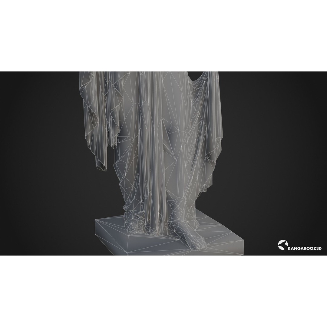 Hope Antique Statue 3D Model – White Marble Low-Poly Game Asset, FBX