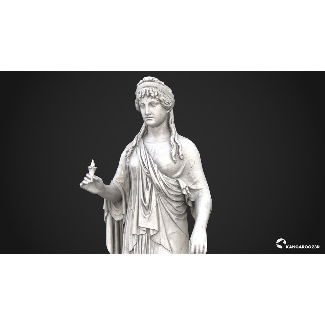 Hope Antique Statue 3D Model – White Marble Low-Poly Game Asset, FBX - View 10