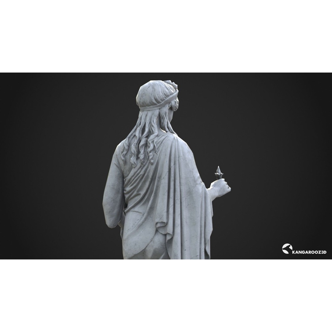 Hope Antique Statue 3D Model – White Marble Low-Poly Game Asset, FBX - View 11