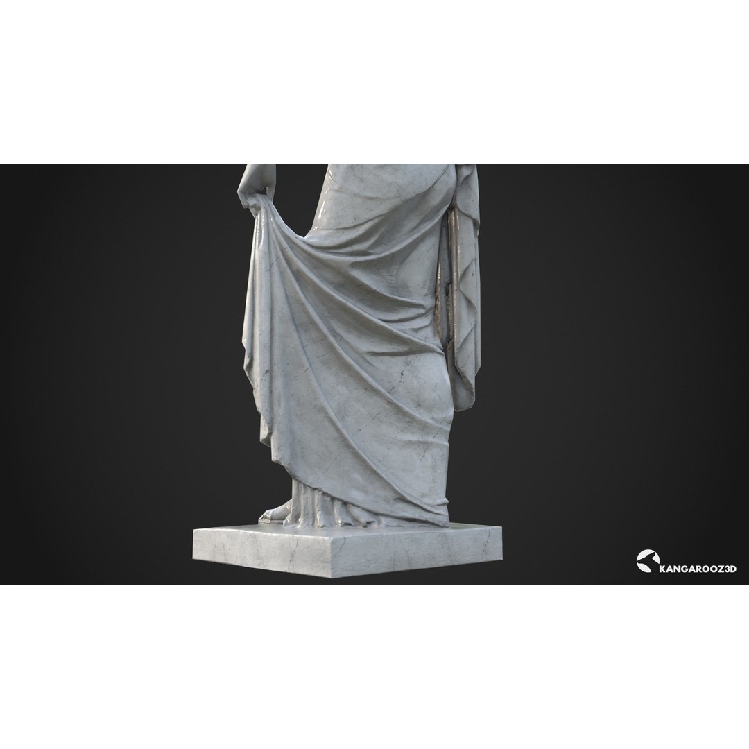 Hope Antique Statue 3D Model – White Marble Low-Poly Game Asset, FBX - View 12