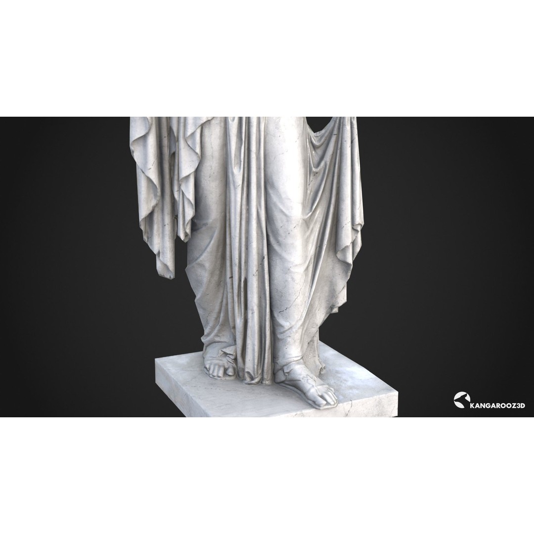 Hope Antique Statue 3D Model – White Marble Low-Poly Game Asset, FBX - View 13