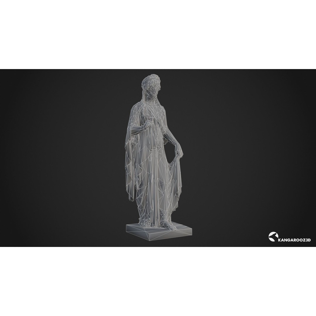 Hope Antique Statue 3D Model – White Marble Low-Poly Game Asset, FBX - View 16