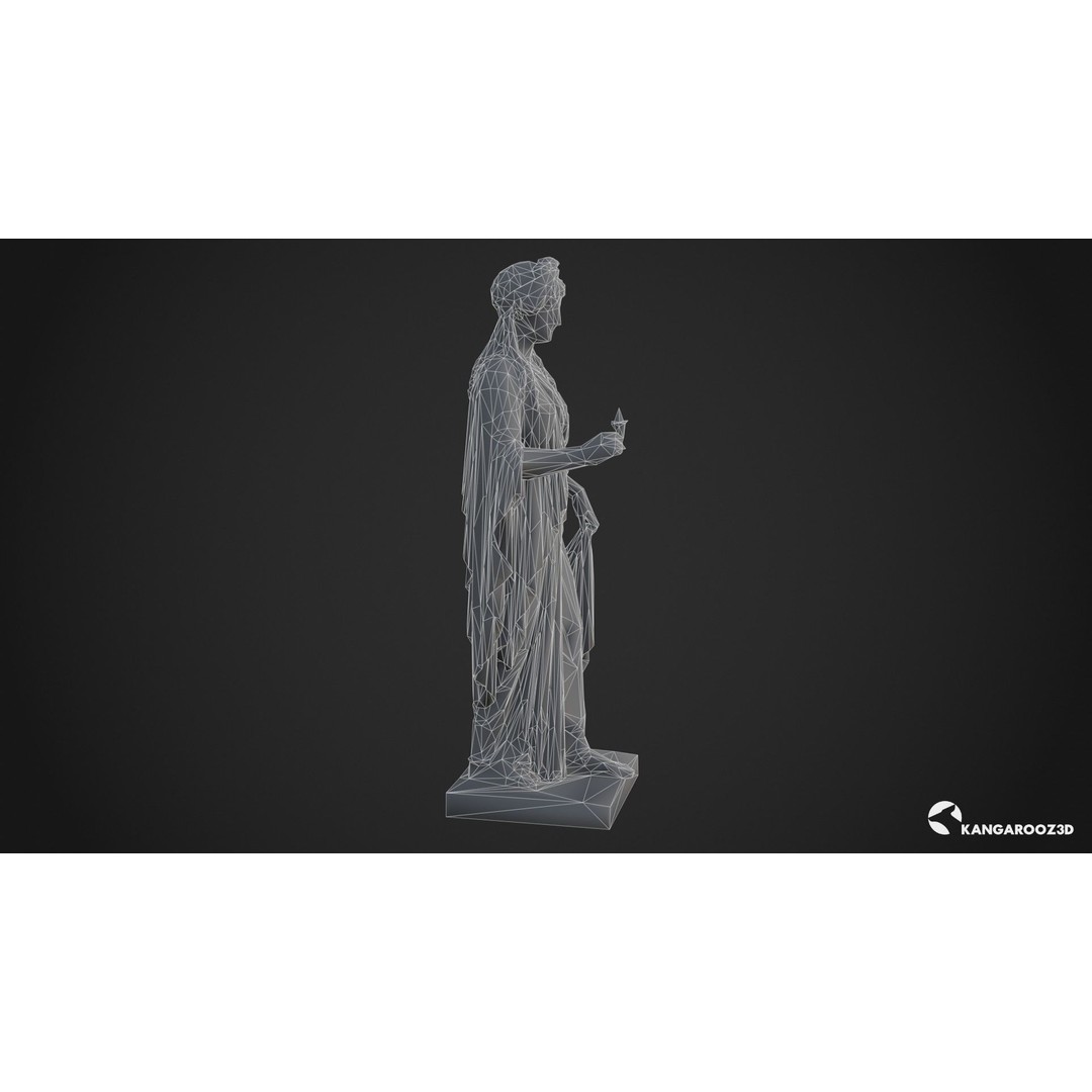 Hope Antique Statue 3D Model – White Marble Low-Poly Game Asset, FBX - View 17
