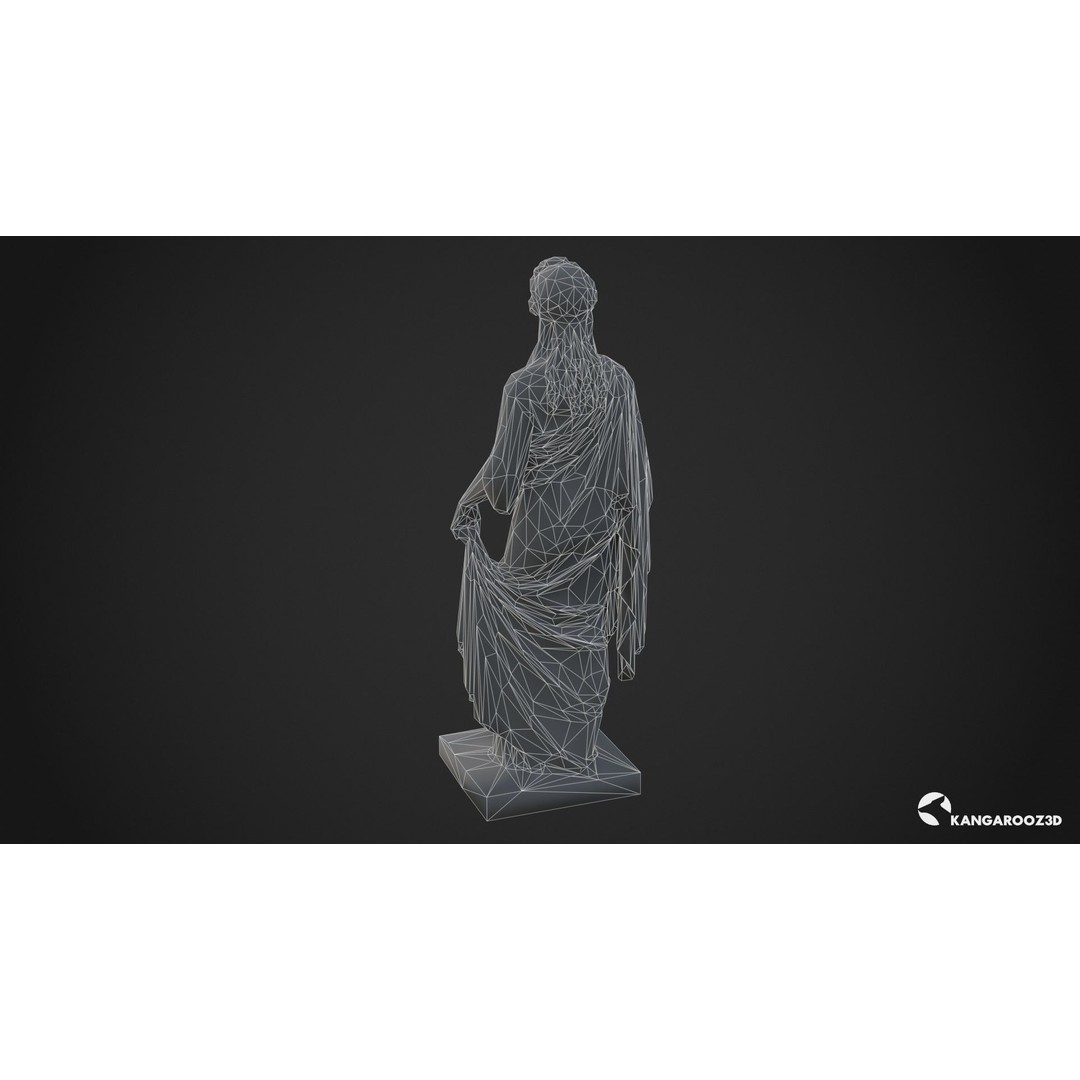 Hope Antique Statue 3D Model – White Marble Low-Poly Game Asset, FBX - View 19
