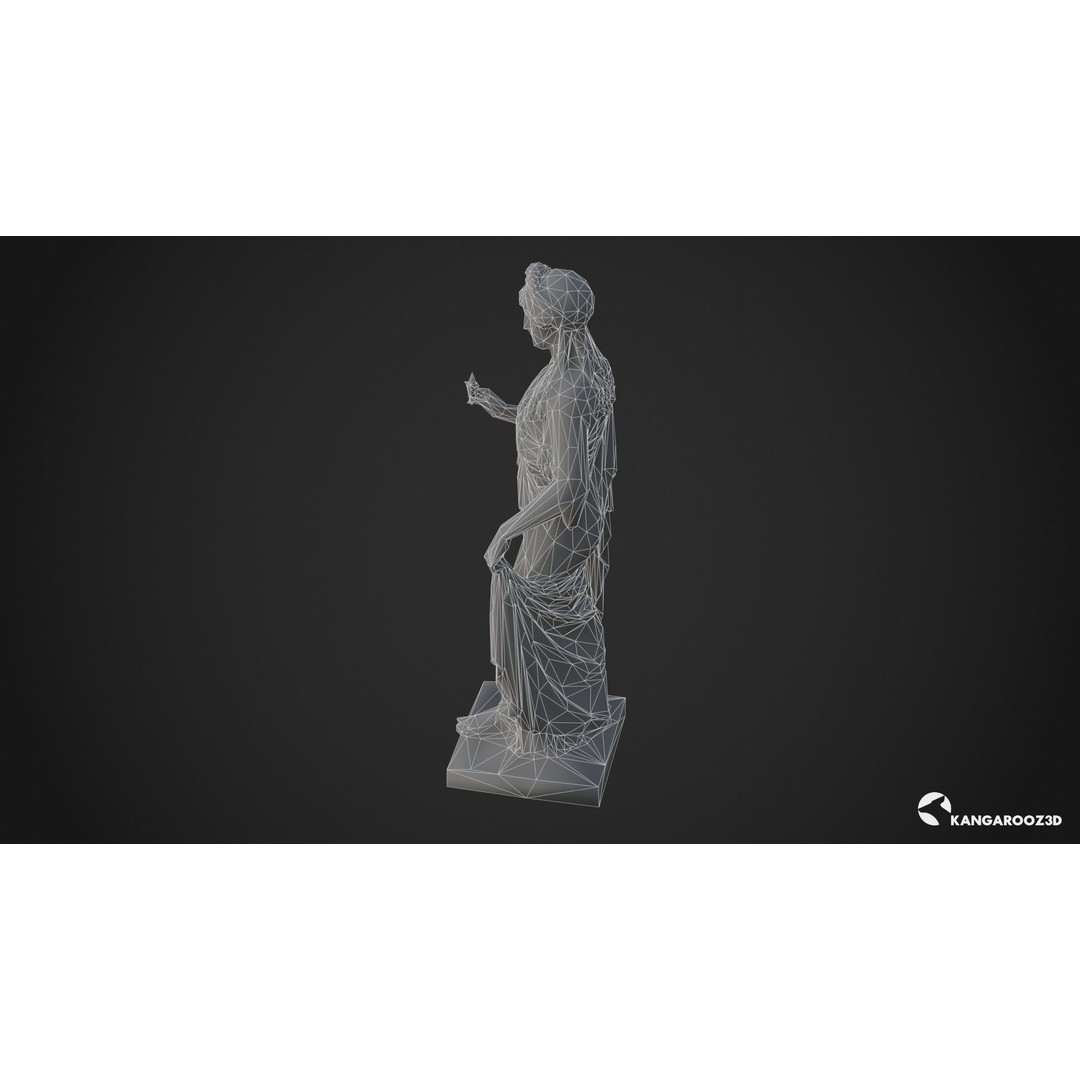 Hope Antique Statue 3D Model – White Marble Low-Poly Game Asset, FBX - View 20