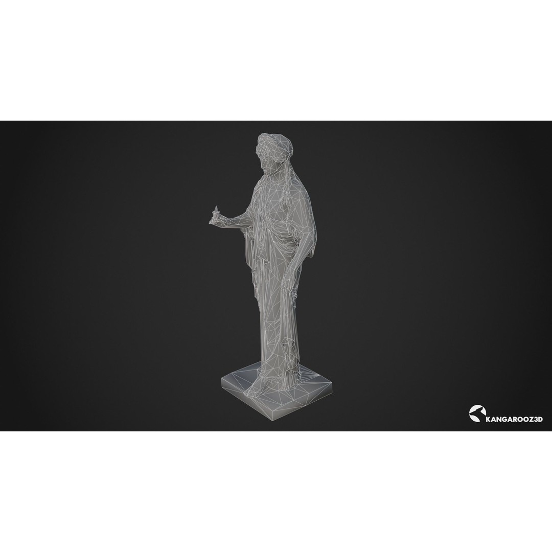 Hope Antique Statue 3D Model – White Marble Low-Poly Game Asset, FBX - View 21
