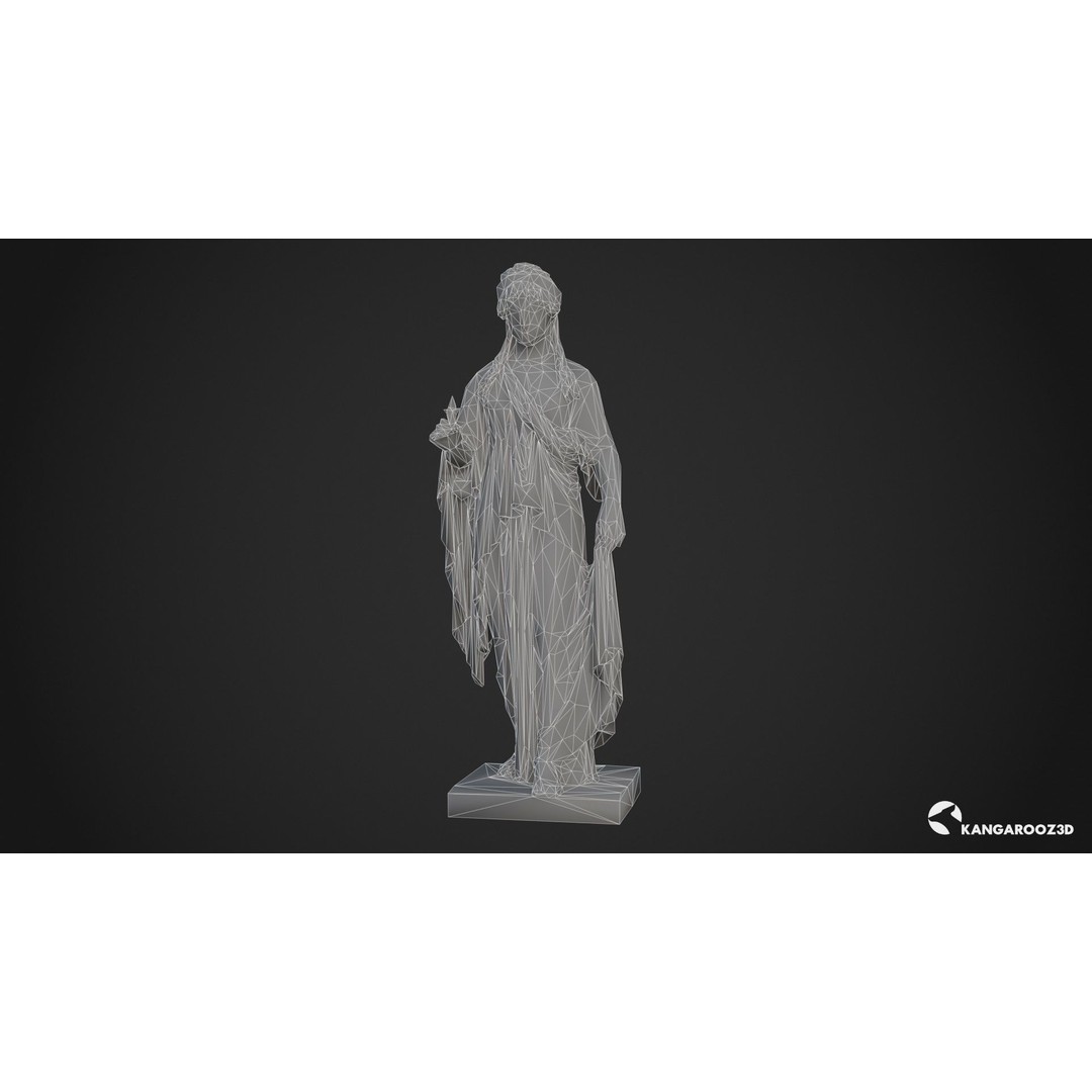 Hope Antique Statue 3D Model – White Marble Low-Poly Game Asset, FBX - View 22
