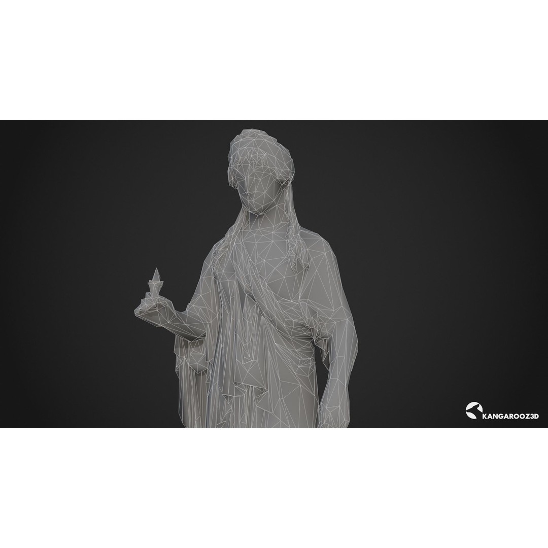 Hope Antique Statue 3D Model – White Marble Low-Poly Game Asset, FBX - View 23
