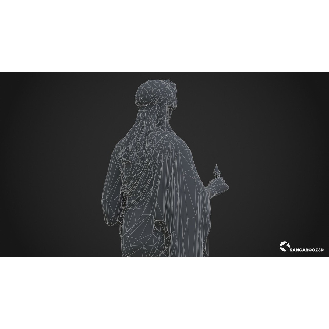 Hope Antique Statue 3D Model – White Marble Low-Poly Game Asset, FBX - View 24
