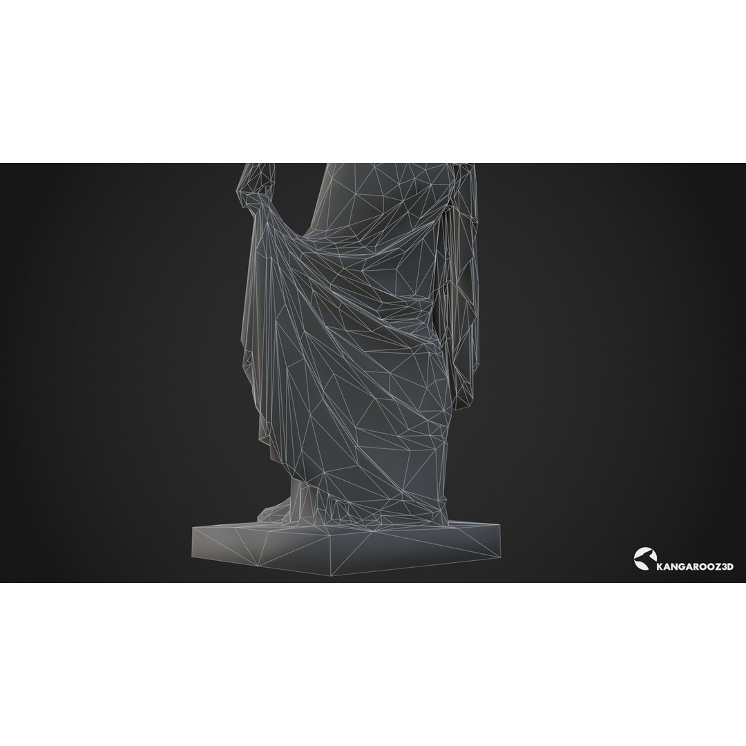 Hope Antique Statue 3D Model – White Marble Low-Poly Game Asset, FBX - View 25