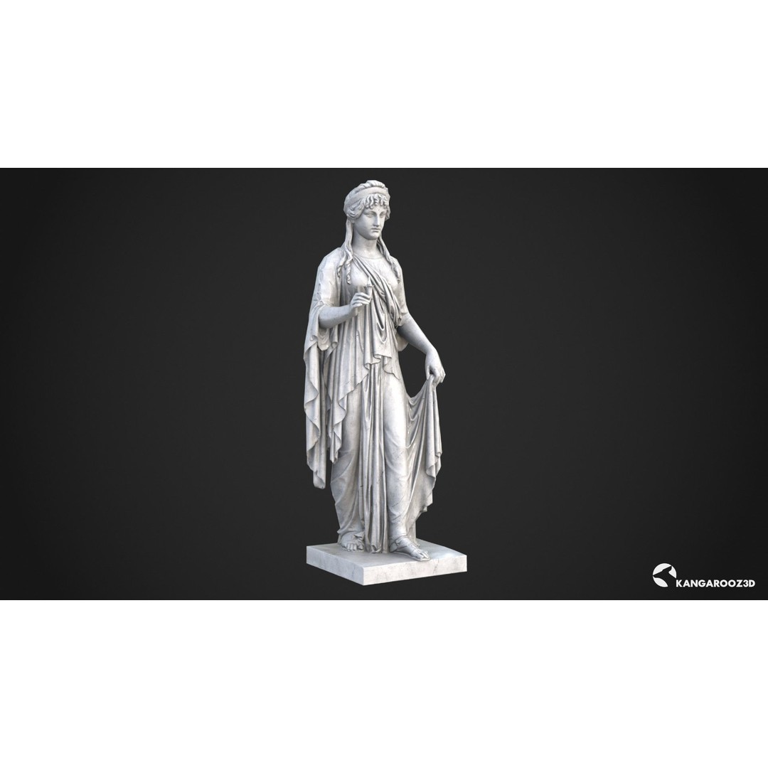 Hope Antique Statue 3D Model – White Marble Low-Poly Game Asset, FBX - View 3