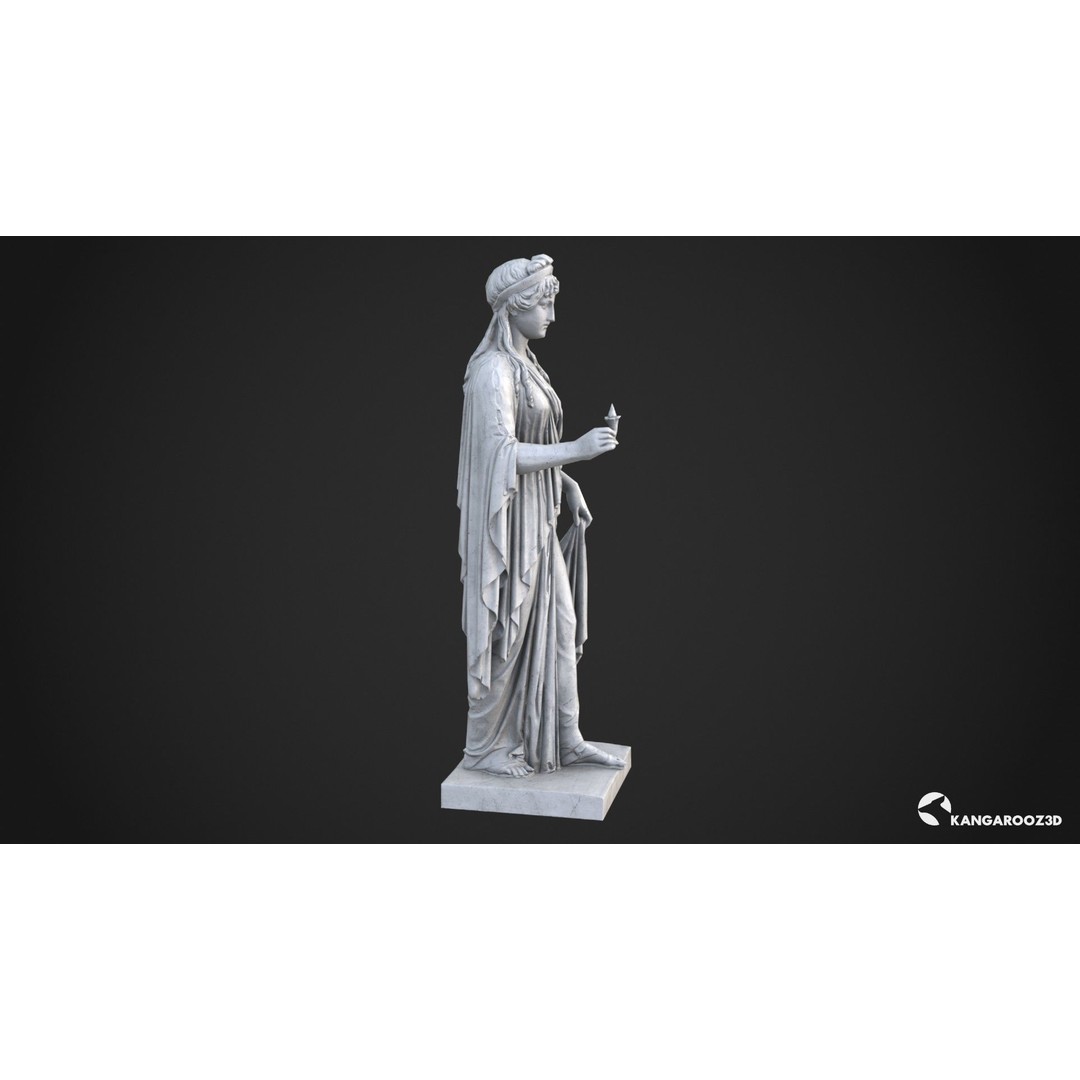 Hope Antique Statue 3D Model – White Marble Low-Poly Game Asset, FBX - View 4