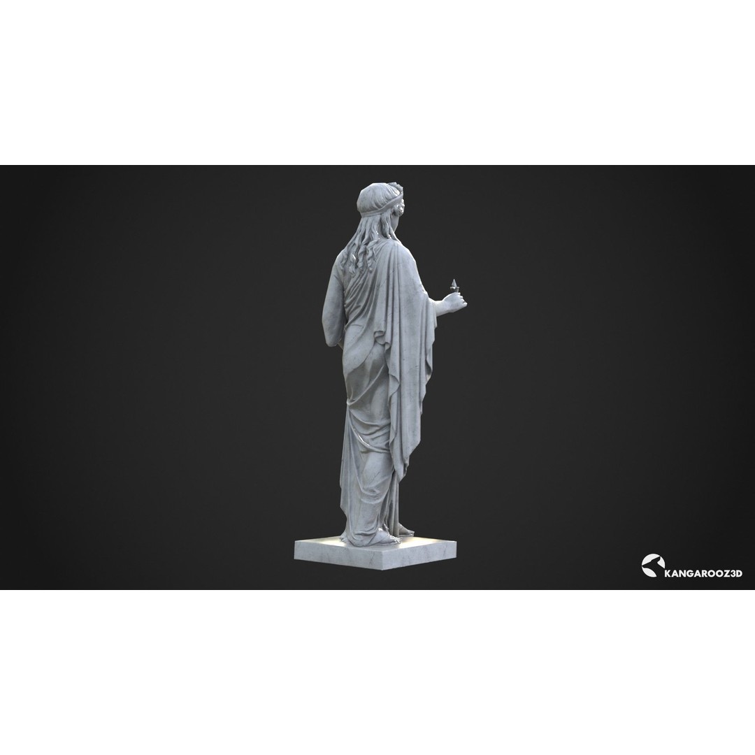 Hope Antique Statue 3D Model – White Marble Low-Poly Game Asset, FBX - View 5