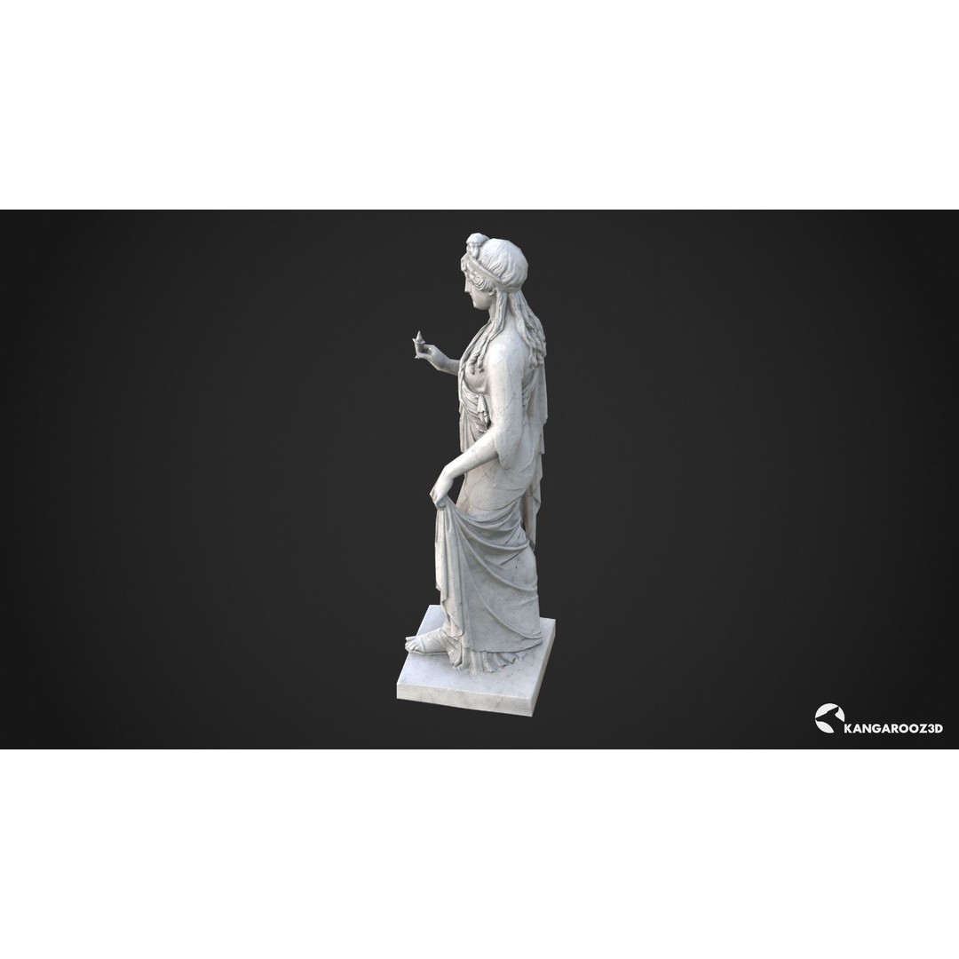 Hope Antique Statue 3D Model – White Marble Low-Poly Game Asset, FBX - View 7