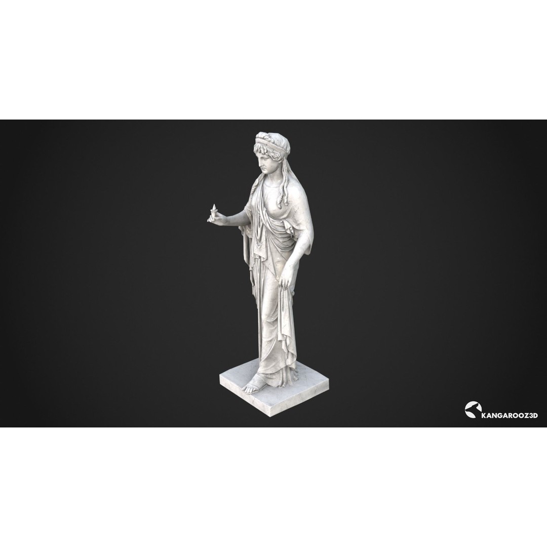 Hope Antique Statue 3D Model – White Marble Low-Poly Game Asset, FBX - View 8