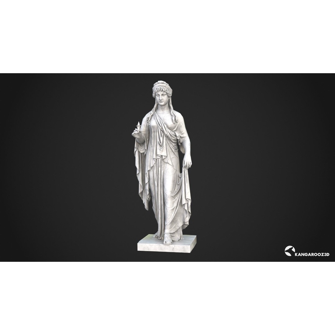 Hope Antique Statue 3D Model – White Marble Low-Poly Game Asset, FBX - View 9