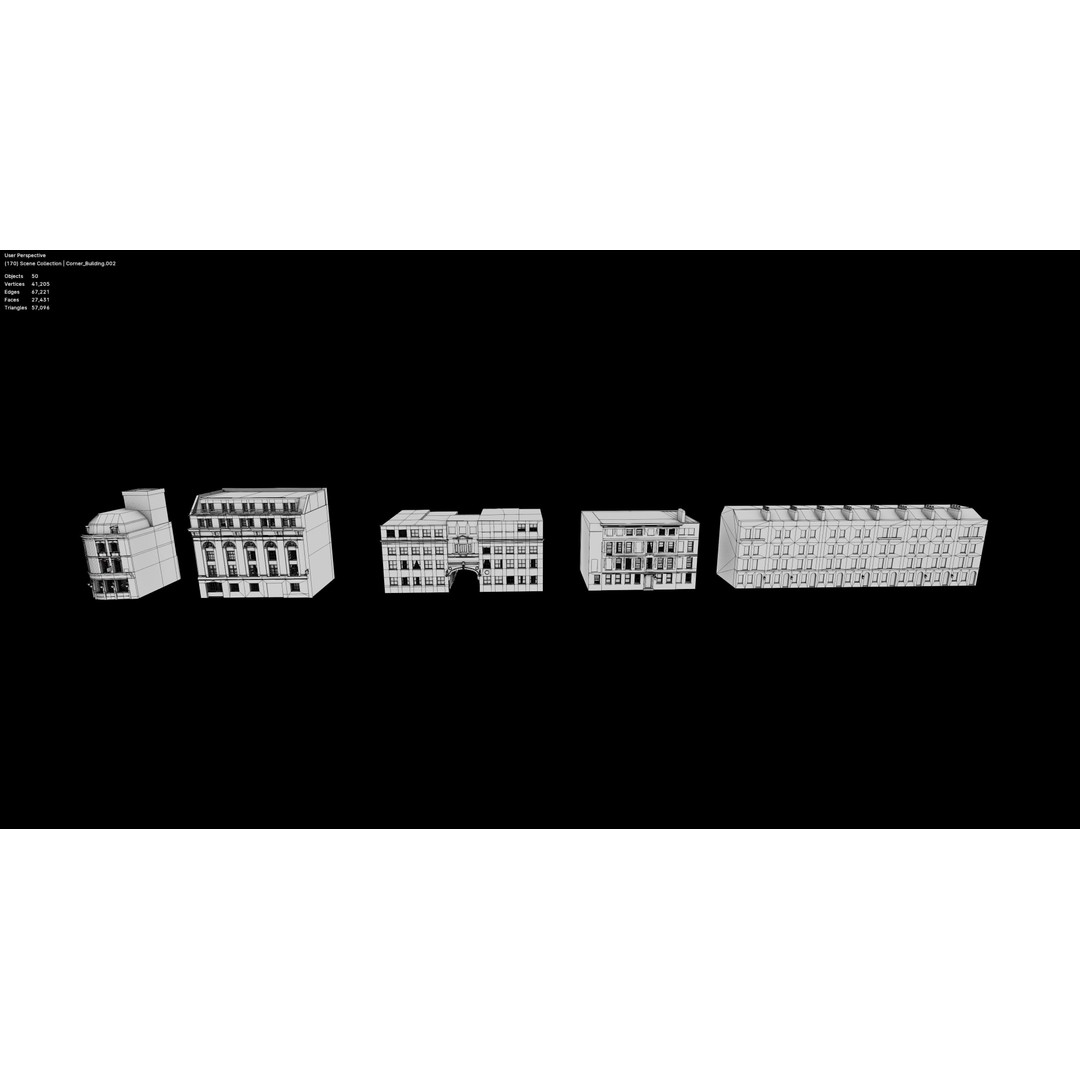 London Building Pack 3D Model – Low Poly Architectural Asset, FBX, OBJ, Blender - View 13