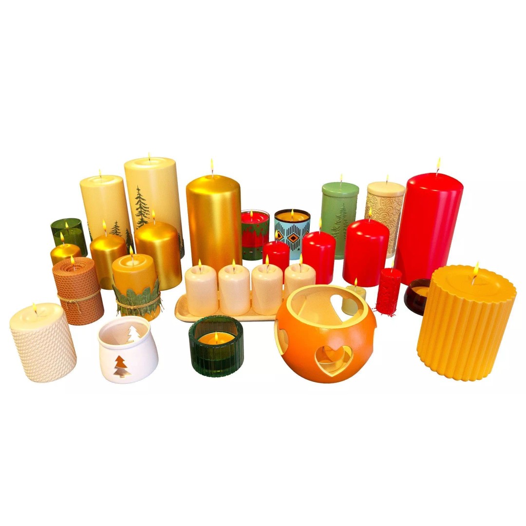 Christmas Candles 3D Model – Festive Decoration Pack, FBX, OBJ, Blender - View 5