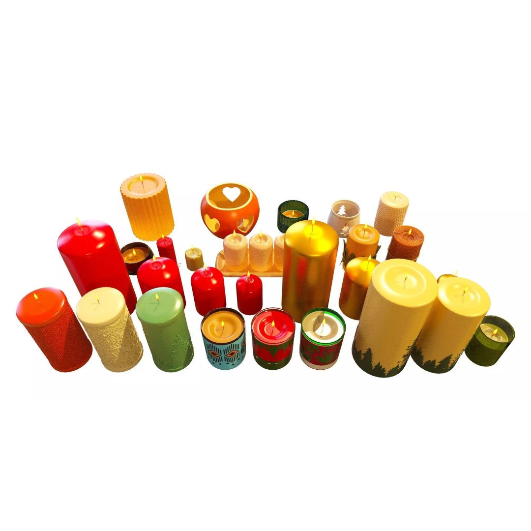 Christmas Candles 3D Model – Festive Decoration Pack, FBX, OBJ, Blender - View 6