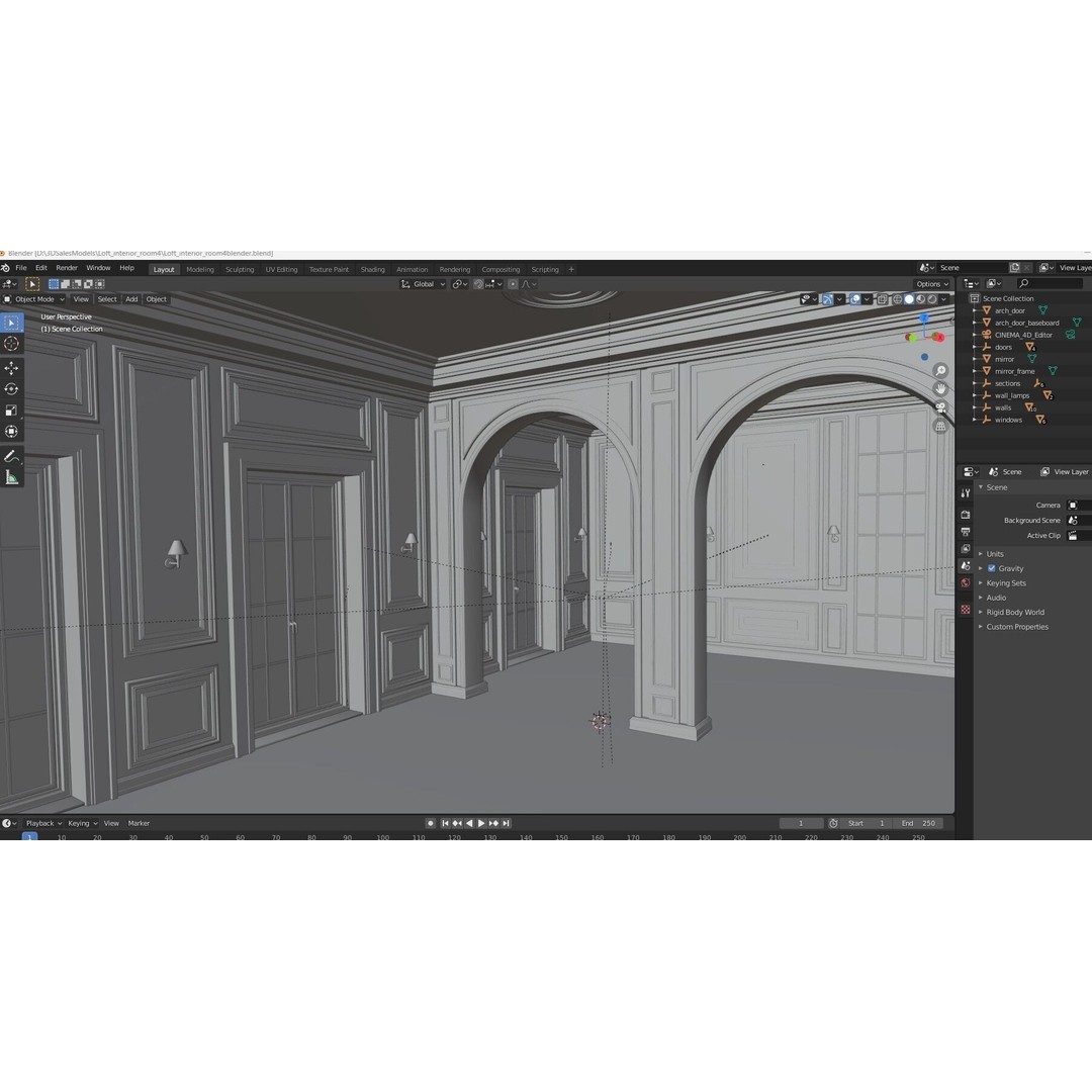 Loft Room 3D Model – Contemporary Interior Design, FBX, Blender