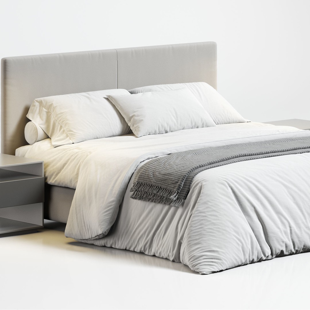 Flexform Oltre Bed 3D Model – Modern Double Bed, PBR Textures, OBJ
