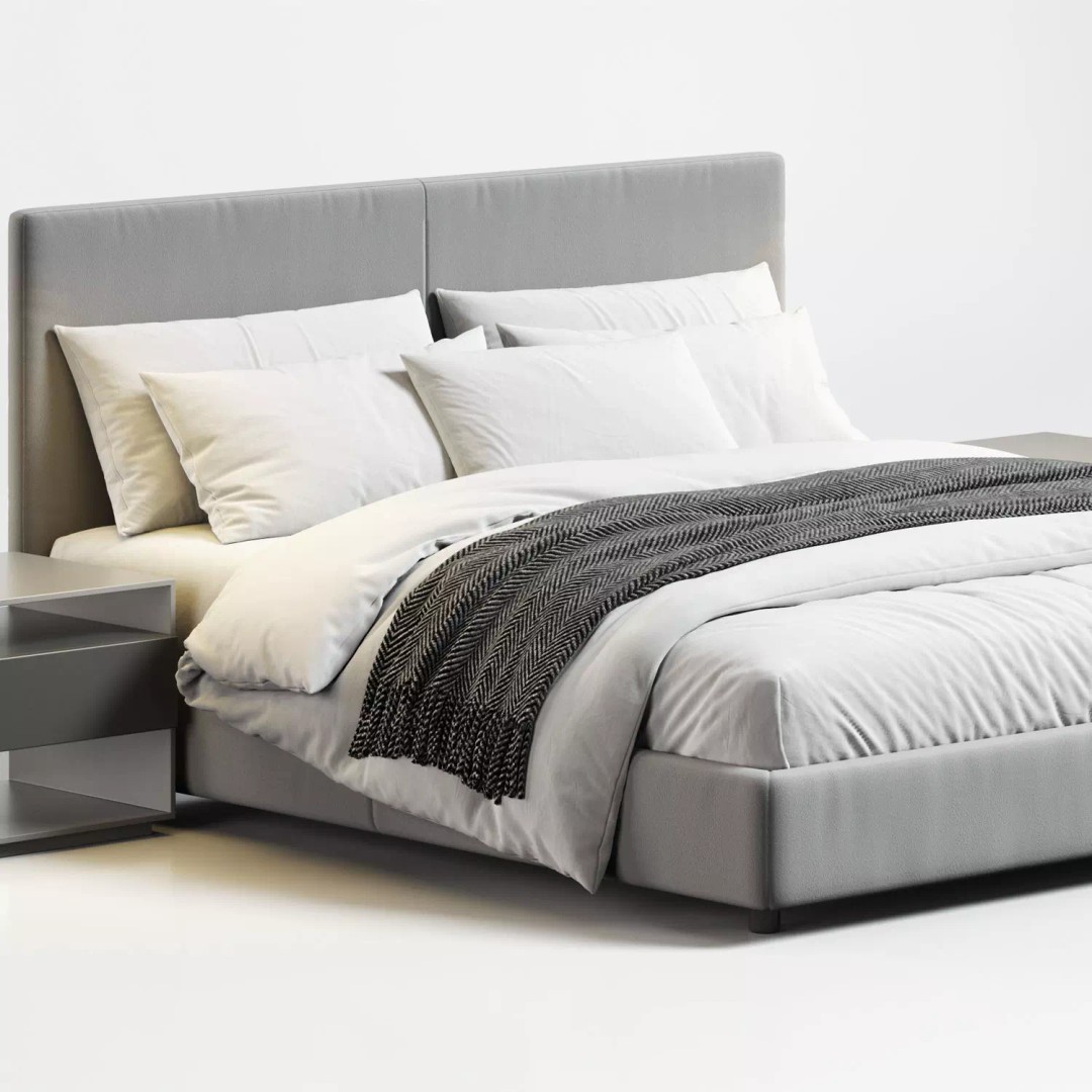Flexform Oltre Bed 3D Model – Modern Double Bed, PBR Textures, OBJ - View 2