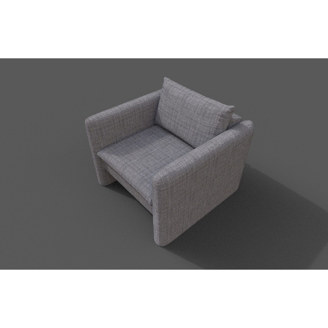 Modern Armchair 3D Model – Low Poly Game Asset, FBX, OBJ - View 10