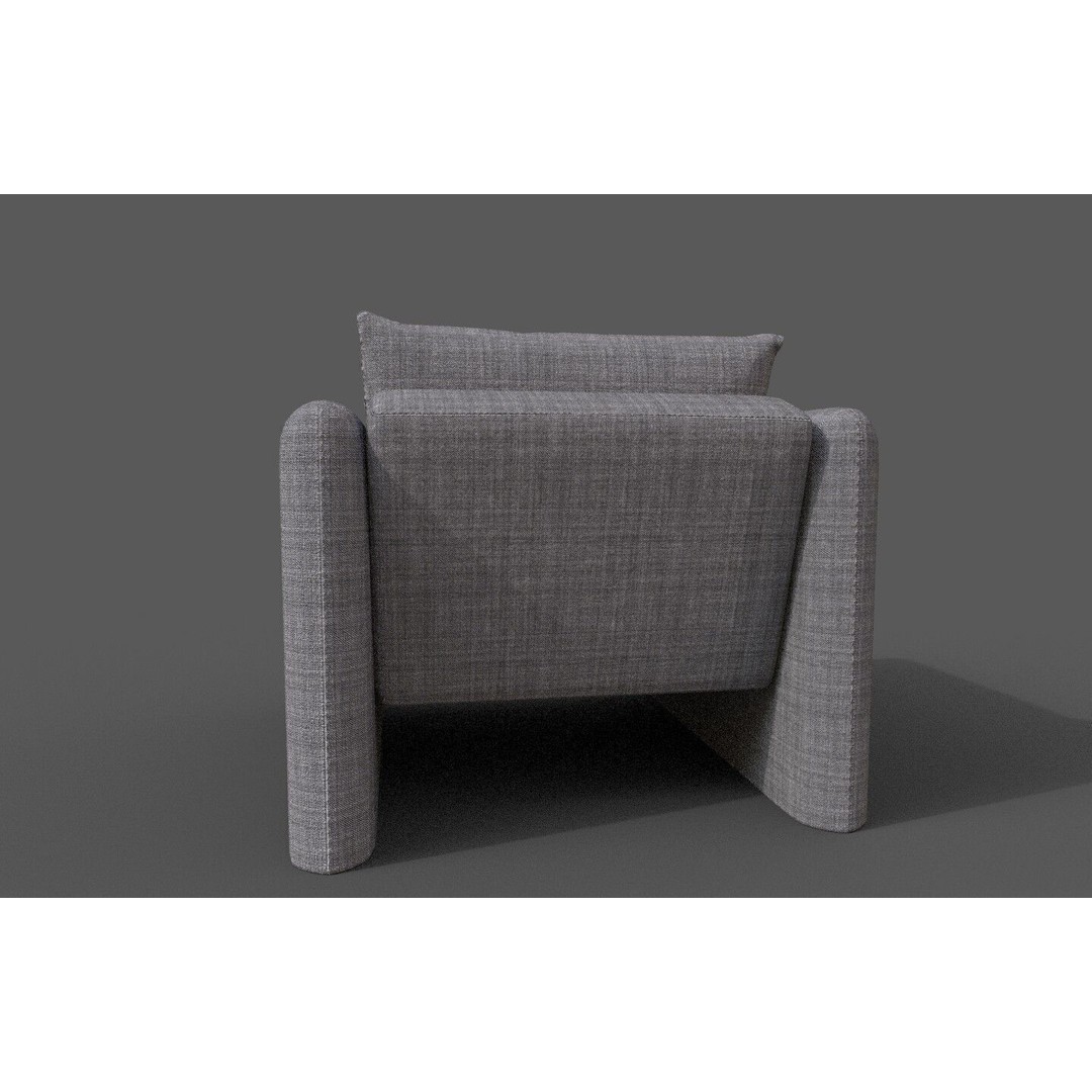 Modern Armchair 3D Model – Low Poly Game Asset, FBX, OBJ - View 11