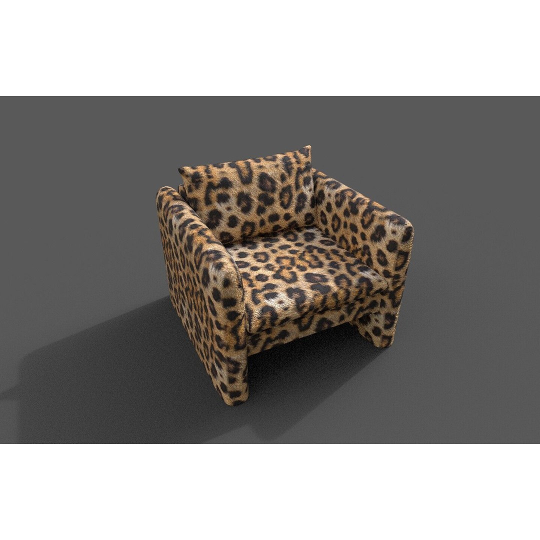 Modern Armchair 3D Model – Low Poly Game Asset, FBX, OBJ - View 13